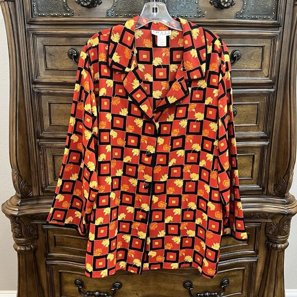 Josie by Natori Women's 3 Piece Pajama & Robe Set Large Button Front Top Pants L - Picture 3 of 16